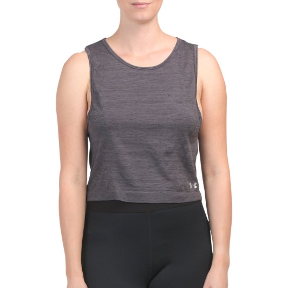UNDER ARMOUR Women's Gray Sleeveless Scoop Neck Seamless Muscle Space Dye Tank
